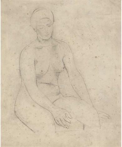 Female Life Study, Sitting, with Hands on Seat