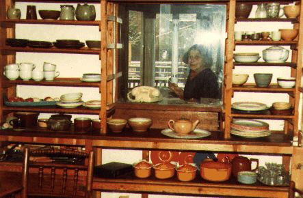 Sarah seen through the hatch between the kitchen and sitting-room