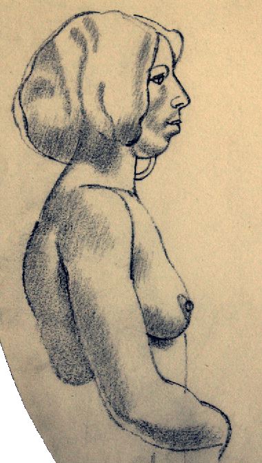 Female Life Study, Upper Body, in Profile