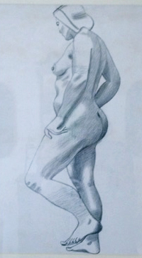 Female Life Study, Full Length, Standing on One Leg