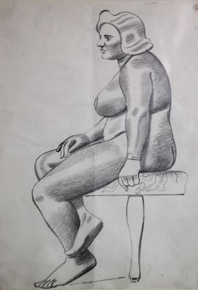 Female Life Study, in Profile on Padded Seat