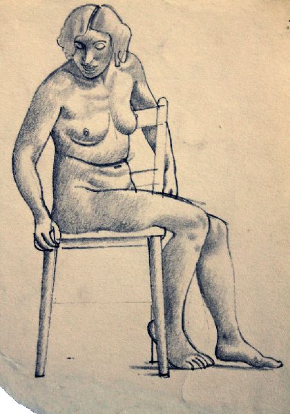 Female Life Study, Sitting on a Chair