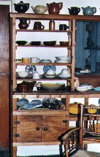 Shelving 
and a cupboard