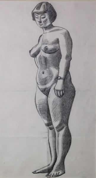 Female Life Study, Standing, with Wristwatch
